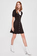 Black Shirt Collar Knitted Dress