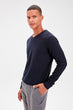 Navy Blue Men 'S V-Neck Textured Sweater Sweater