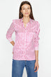 "Women 'S Pink Line Detailed Shirt "