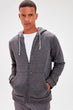 Gray Male Front Zipper Hooded With Pockets New Sweatshirt