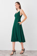 Green Satin Collar Detail Dress