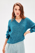 Trendyol Petrol Balloon Sleeve Women Pullovers Mesh Detail Knitwear Sweater TWOAW20ZA0035