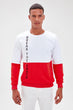 White New Men 'S Printed Paneled Bike Collar Sweatshirt