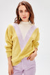 Women Sweater Yellow Pattern Mock Turtleneck Pullovers