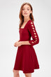 Burgundy Sleeve Detail Dress