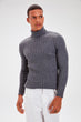 Anthracite Men Rubber Mesh Turtleneck Sweater  New