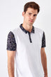 White Male Sleeves Printed New Polo Collar T-Shirt