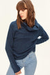 Women Navy Blue Turtleneck Sweater Sweater