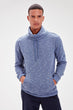 Blue Men 'S Funnel Collar Long Sleeve Kangaroo Pocket New Sweatshirt