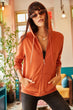 Women Cinnamon Kangaroo Pocket Hooded Sweatshırt