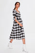 Black Plaid Belted Dress