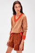 Camel V Neck Knitwear Sweater