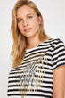 Women Black Stripe T-Shirt