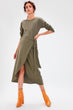 Khaki Lacing Knit Dress