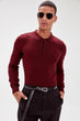 Burgundy Men 'S Polo Collar Sweater