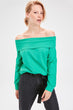 Green Carmen Collar Knitted Sweatshirt