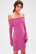 Pink Carmen Collar Knitted Dress