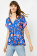 Women Blue Print Blouse