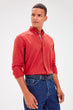 Red Men 'S Button Collar Cotton Slim Fit New Shirt