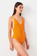 Orange Crepe Fabric Swimwear