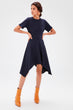 Navy Blue Asymmetrical Knitted Dress