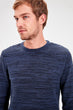 Navy Blue Men Textured Knitwear Sweater