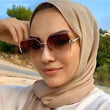 New Fashion Brown Sunglasses Women Retro Vintage Sunglasses Luxury Brand Rimless Eyewear UV400 Shade