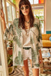 Women White Palm Filet Lace Viscose Kimono