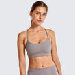 Brushed Low Impact Strappy Sports Bra for Women Y Racerback Yoga Bra Tops with Removable Pads