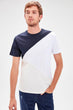 White Men Cycling Neck Short Sleeve Paneled T-Shirt