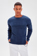 Indigo Men Textured Panelli Bike Collar Knitwear Sweater New