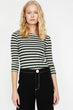 Women Green Striped T-Shirt