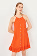 Orange Button Detail Dress