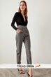 Front Anthracite High Waist Button Super Mom Jeans