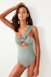 Khaki Single Shoulder Swimwear