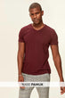 Burgundy Basic Men Cotton V Collar