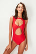 Red Buckle Detail Swimsuit Swimwear