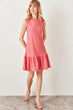 Color Rose Flounces Knit Dress