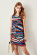 Multicolored Patterned Sleeveless Designer fit Dress