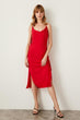 Red Shirred Dress