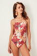 Multicolour Pattern Square Collar Swimwear