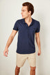 Navy Blue Men 'S Cotton T-Shirt Short-Sleeve Polo Collar Polo Collar T-Shirt