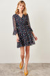 Navy Blue Floral Print Dress