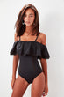 Black Carmen Neck Swimwear