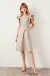 Beige Dress Dress With Belt Detailed