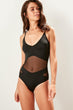 Black Fishnet Detailed Swimsuit