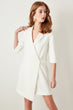 Detailed display Waist Ivory White Office Lady Dress Jacket