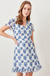 Blue Floral Pattern Dress