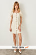 Ecru Bone Button Detail Dress