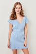 Blue V-Neck Cotton Summer Sweater Dress